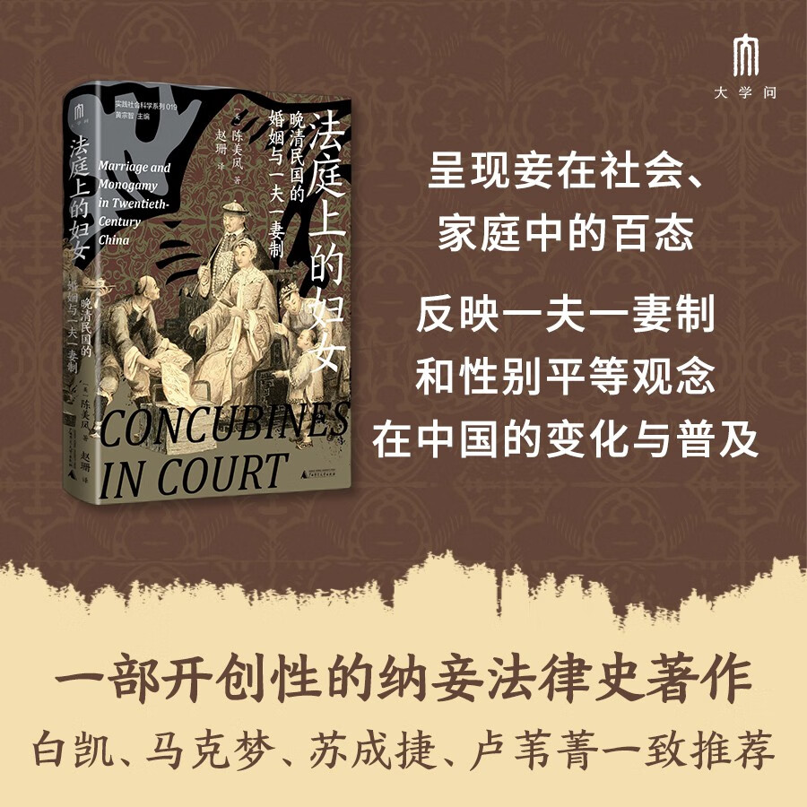 大学问·法庭上的妇女：晚清民国的婚姻与一夫一妻制（白凯、马克梦、苏成捷、卢苇菁一致推荐。一本深入研究近代中国一夫一妻制与纳妾制意义和实践的专著，展现了纳妾制度在晚清民国逐步解体的过程。）