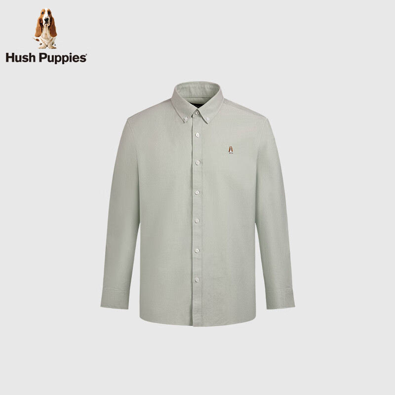 暇步士(Hush Puppies)【王天辰明星同款】男装2025春秋新款柔软舒适长袖衬衫 薄荷灰绿 XL