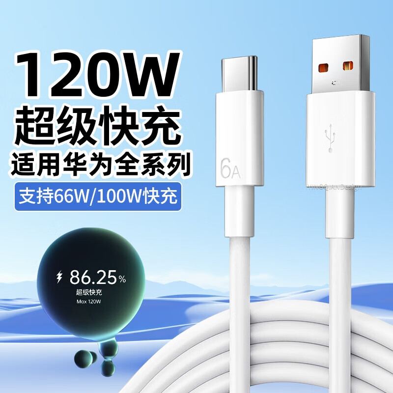 圣希顿Type-C数据线6A超级快充线66W充电器线适用闪安卓适用华为Mate60手机适用荣耀适用小米适用三星线 0.25米【6A线】