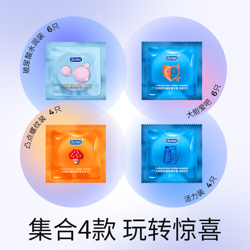 杜蕾斯玻尿酸避孕套 凸点螺纹颗粒安全套套 缤纷女性快潮情趣 成人用品 【共23只】多重体验