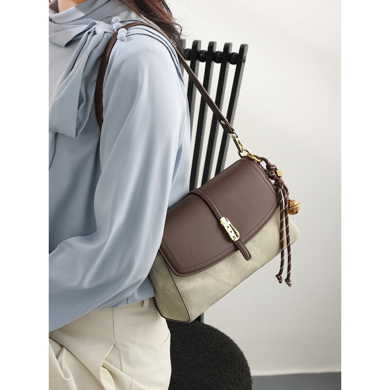 查瑞娜（ZAR&RUILR）小ck女包中年妈妈包包女士2025新款斜挎包大容量通勤单肩腋下包 咖啡色+礼盒(黑) 关注店铺送礼袋