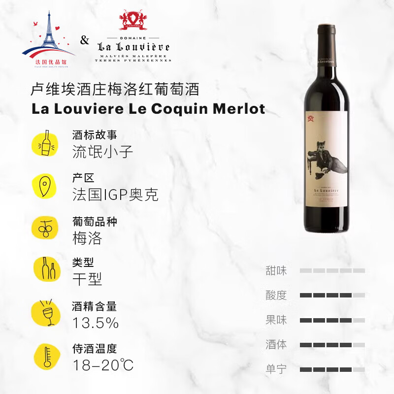 史瓦仕法国原装进口红酒罗纳河谷干红葡萄酒干白葡萄酒红酒白葡萄酒 维埃梅洛干红1瓶