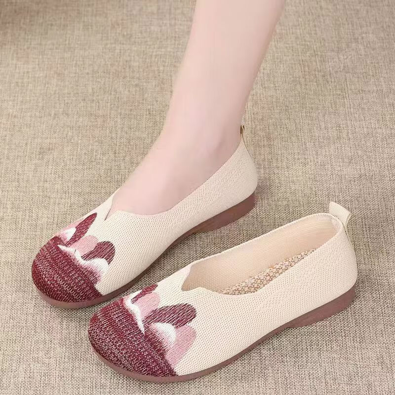 意迪森传统飞织鞋面单鞋女老北京布鞋透气不闷脚居家日常软底舒适高回弹 灰色 35 (225mm)