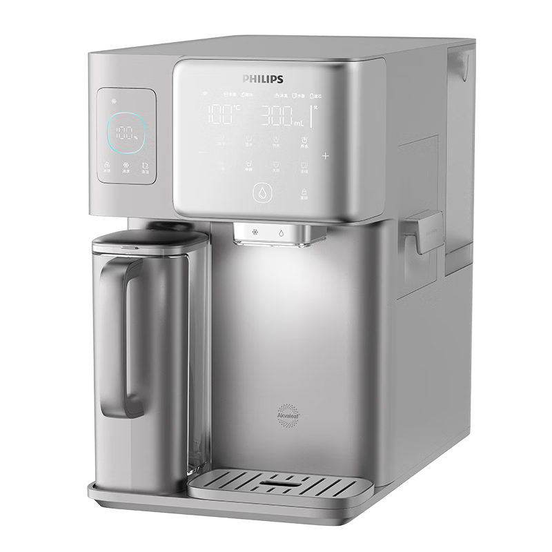飛利浦（PHILIPS）大冰塊凈水器家用加熱直飲一體機冰境i1墩墩冰版自來水過濾礦物質(zhì)水臺式免安裝ADD8604