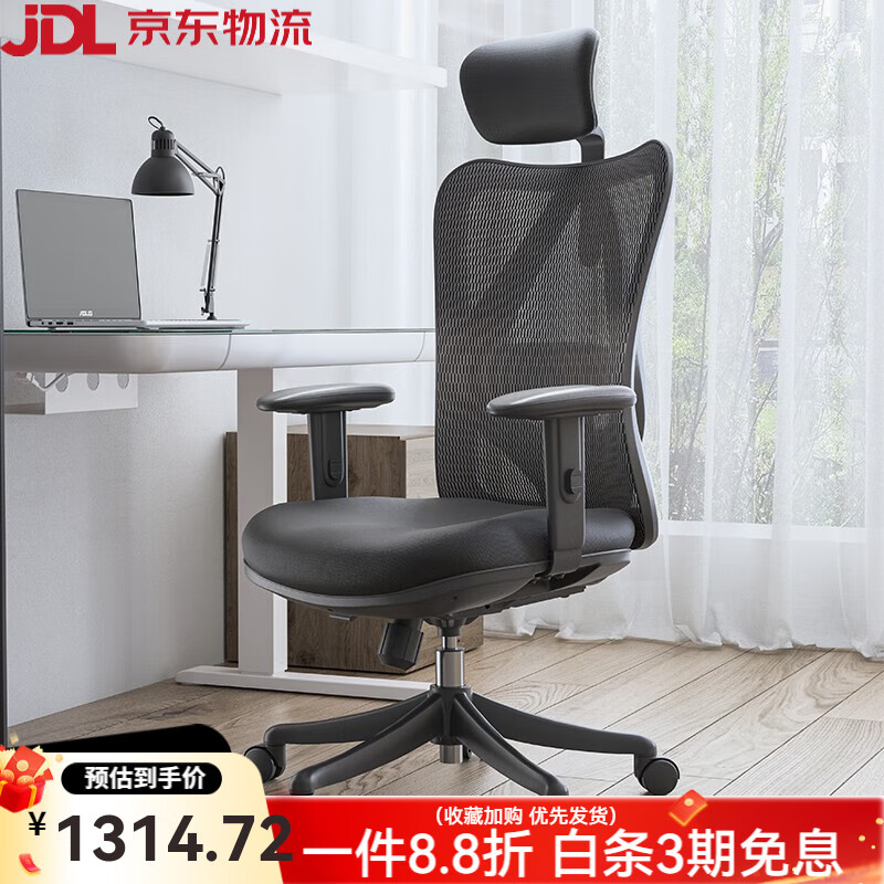 西昊（SIHOO）M18辦公椅座椅人體工學(xué)椅可升降電腦椅學(xué)生椅學(xué)習(xí)椅子電競椅 M18黑網(wǎng)-尼龍腳-四向調(diào)節(jié)腰枕 尼龍腳 升降扶手