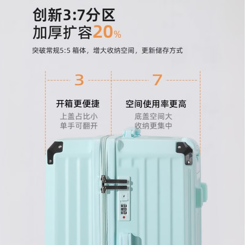 友胜保罗大容量28寸女生行李箱2025新款26寸30拉杆旅行箱包男结实耐用加厚 曜石黑 20英寸
