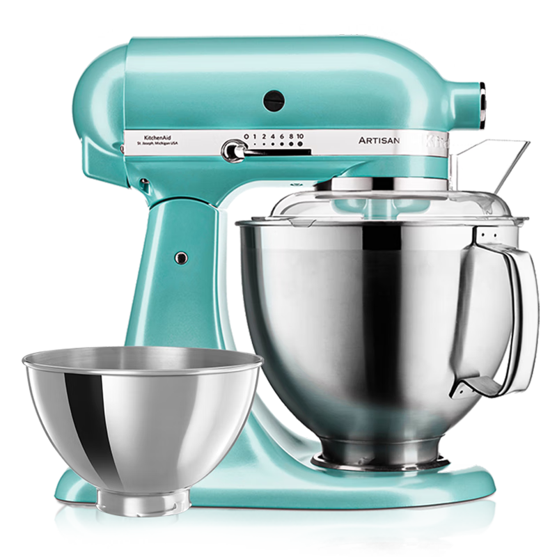 KitchenAid（凱膳怡）【國家補貼】廚師機家用進(jìn)口5QT雙碗和面揉面一體機多功能攪拌機 水光藍 5KSM165PSCAQ