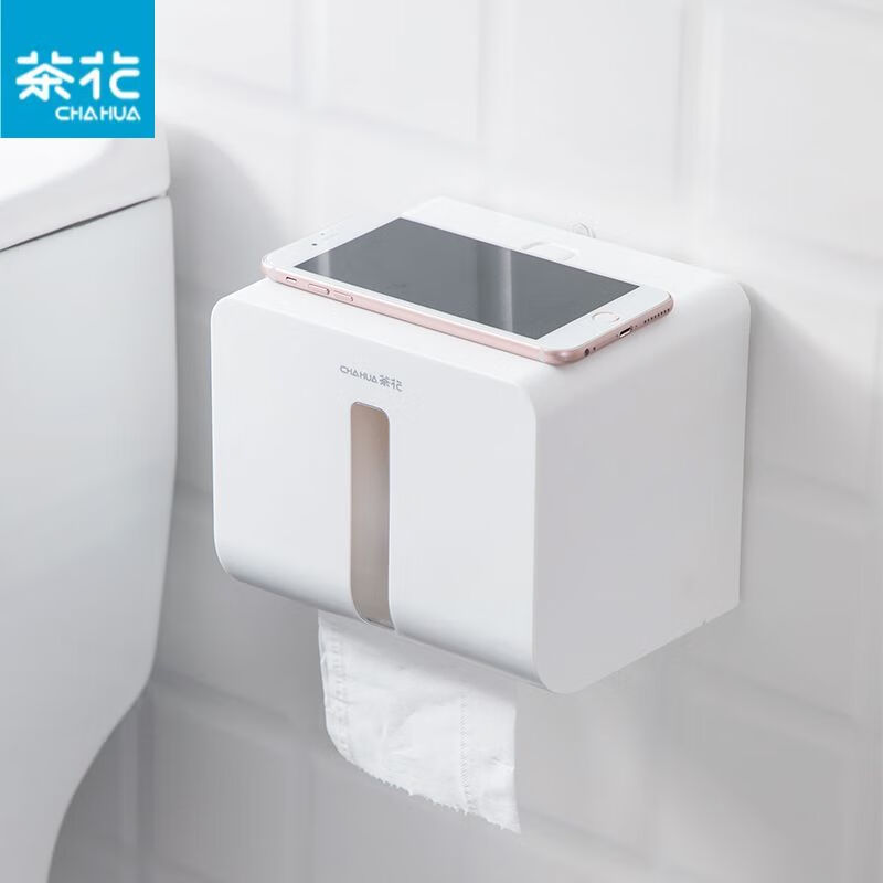 茶花（CHAHUA）纸巾盒卷纸抽纸架卫生间厨房用收纳盒壁挂式家用卷