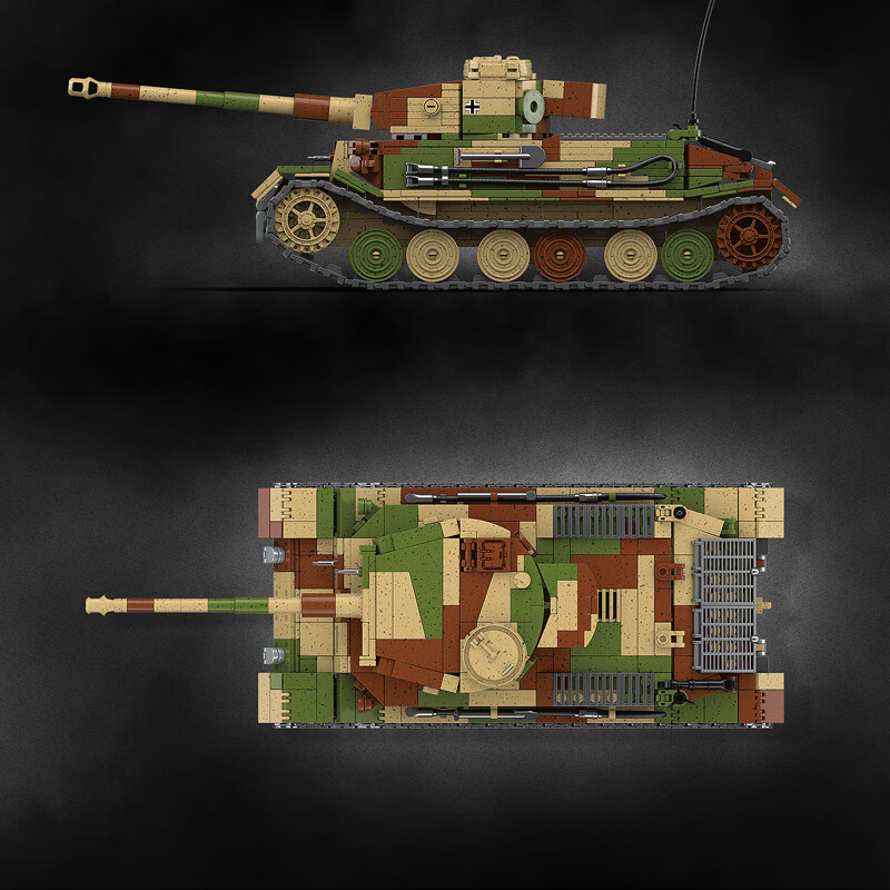 全冠积木二战德系虎P式装甲指挥车积木限量版军事坦克拼装高还原儿童玩具 德国虎P式装甲指挥车 1498颗粒 送200左右颗粒的随机小坦克1只