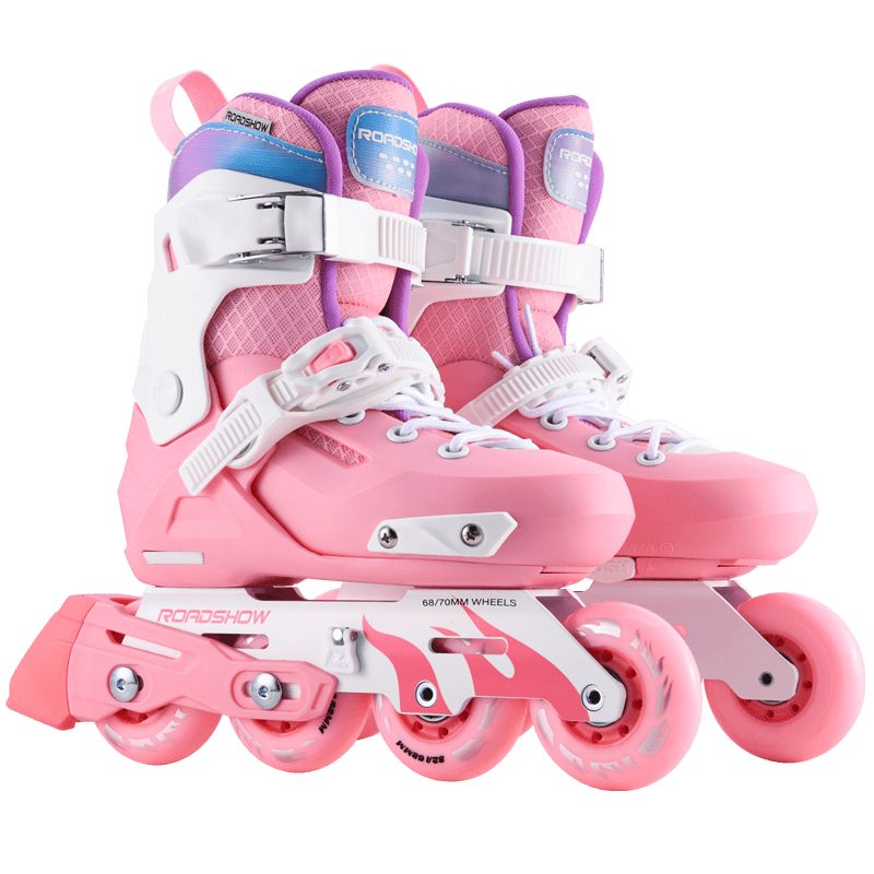 樂秀GT4S兒童輪滑鞋溜冰鞋初學者可調節(jié)男女童專業(yè)中小學輪滑課程鞋 櫻粉K5套裝 M (適合腳碼32-35)四碼可調