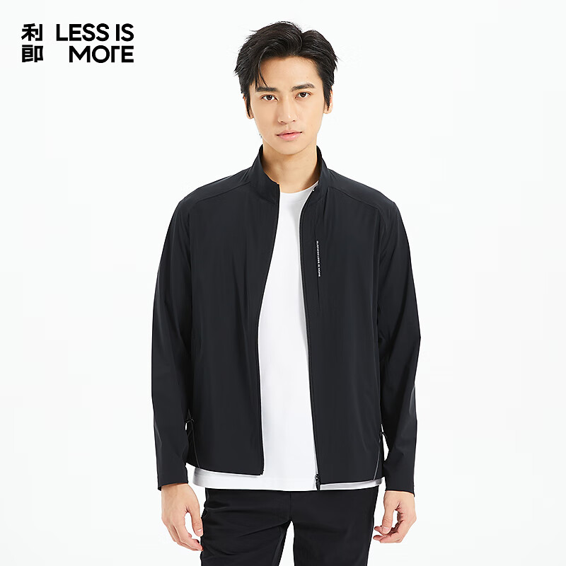 利郎輕時(shí)尚男裝【涼感空調服】夾克男立領(lǐng)輕薄透氣休閑外套Q5XKF005 黑色 S (160)