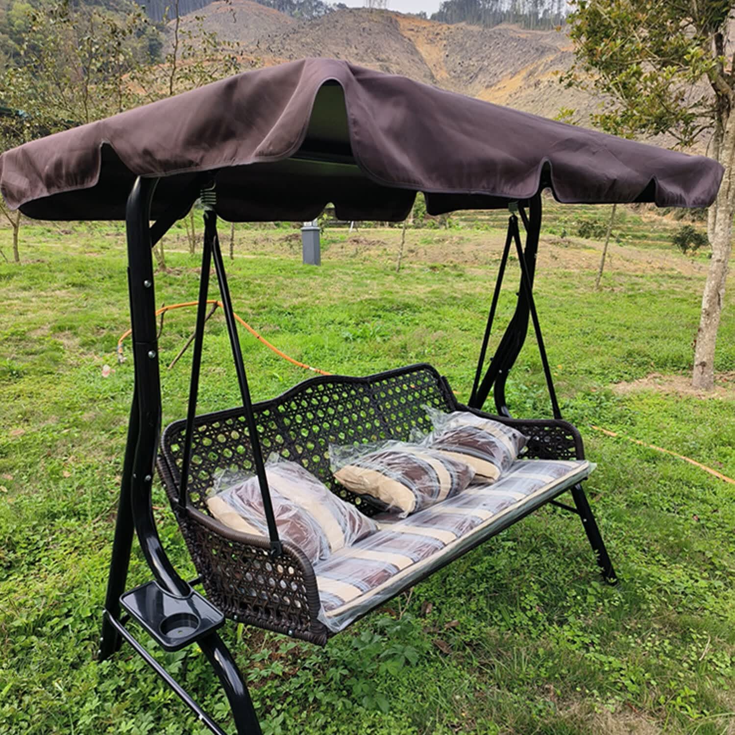 户外秋千吊椅庭院摇椅双人摇椅铁艺休闲室外摇篮椅秋千