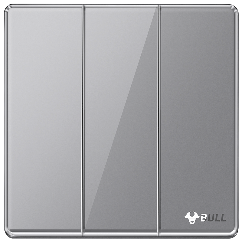 公牛（BULL）开关插座亚克力系列三开双控开关86型开关面板G62K312钛金灰