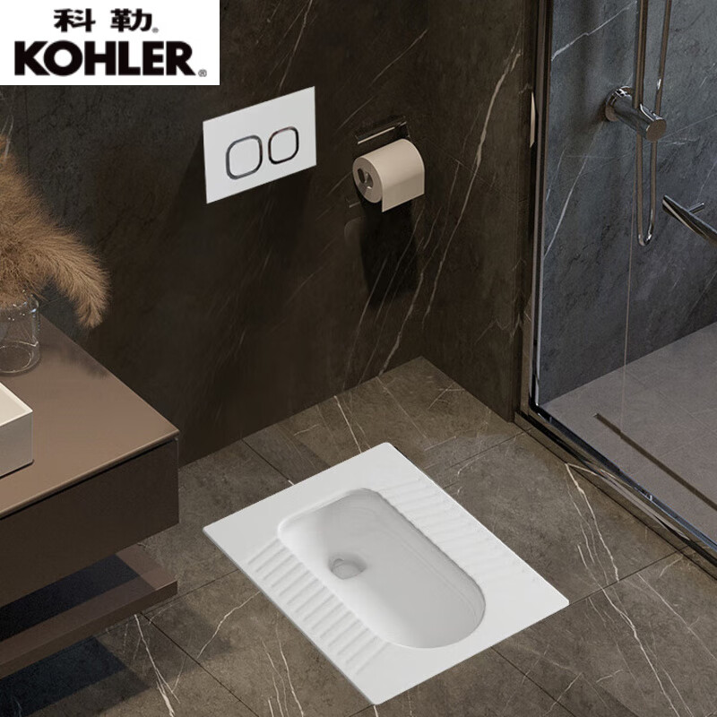 科勒（KOHLER）隐藏式水箱隐形暗藏暗装入墙嵌入式蹲便器蹲坑便池感应节能冲水箱 手按+白色陶瓷蹲坑 中号530