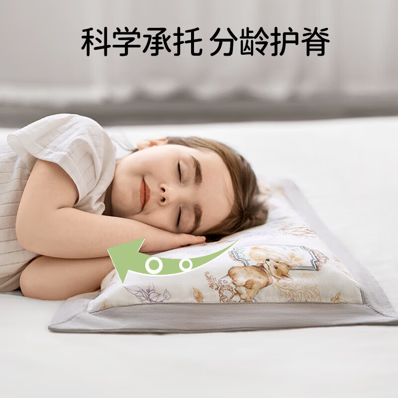 欧孕儿童枕头3个月6岁以上宝宝婴儿枕幼儿园小孩四季通用纱布决明子枕 3-5岁 柯基画像 【7A抗菌】 46x28x2cm【0-2岁】