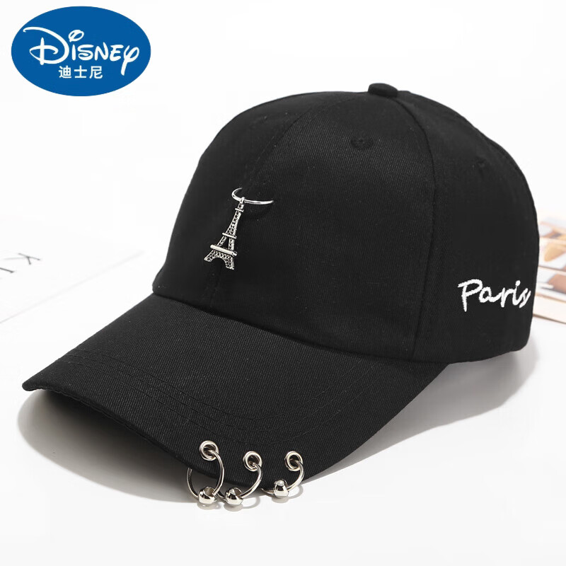 迪士尼（DISNEY）儿童帽子女夏鸭舌帽夏季女童棒球帽宝宝遮阳帽男童潮亲子帽春秋男 铁塔-黑色 2-9岁均码