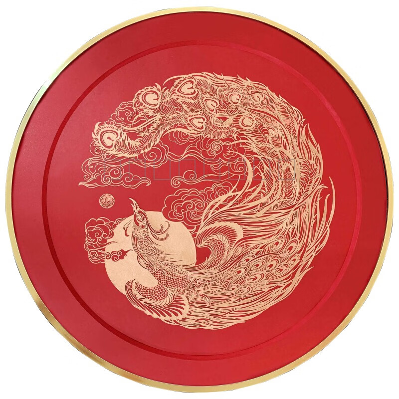 ywzr非遗文化佛山铜凿剪纸金凤凌日纯手工文创工艺品装饰商务礼品 红