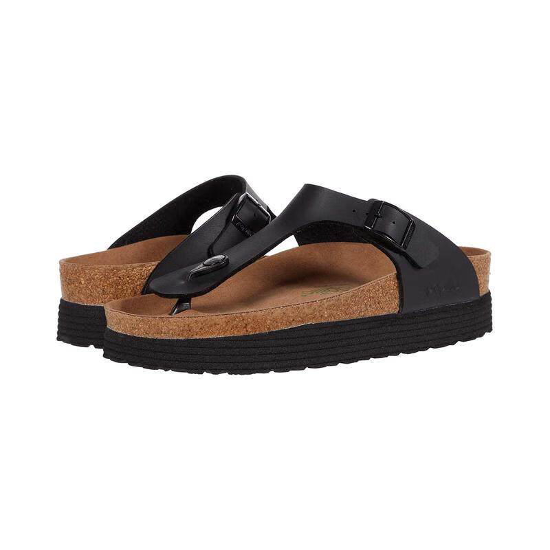 BIRKENSTOCK勃肯女款涼鞋 Gizeh Platform Vegan 厚底舒適簡(jiǎn)約百搭女士人字拖 Black Birko-Flor_ 41
