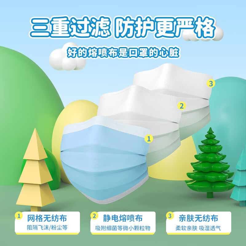 超亚医用外科口罩一次性医用三层防护过滤成人儿童适用防尘花粉过敏 【儿童医用外科】蓝色100只袋装
