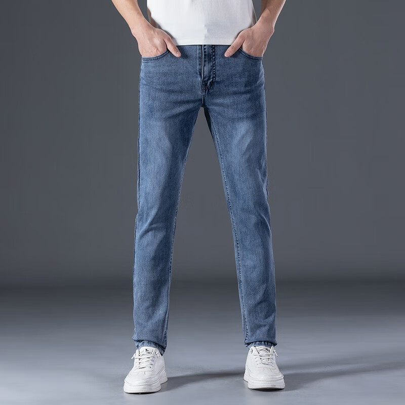 新品韩版刺绣牛仔裤男修身小脚裤弹力个性文字绣花紧身铅笔裤小窄脚