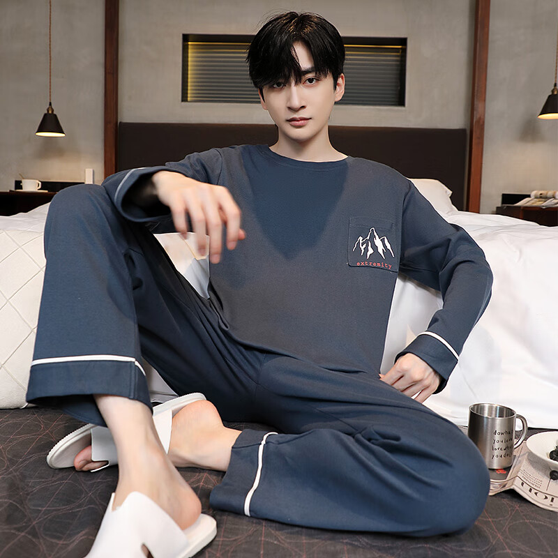 猫人精梳纯棉 180g 圆领男士家居服可外穿100%纯棉2025春季新品 49M75081 3XL