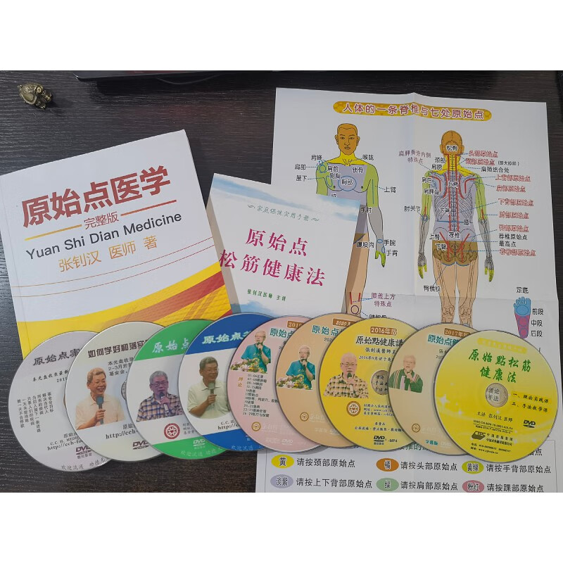 正版 原始点医学完整版大16开铜版彩图+原始点松筋健康法32开+挂图 两册合售 附光盘9张张钊汉 著