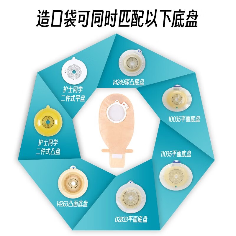 护士同学医用二件式造口袋康L保10386同款直肠排气两件式一次性大便造瘘袋 10386[5个]透明造口袋【兼容60mm底盘】