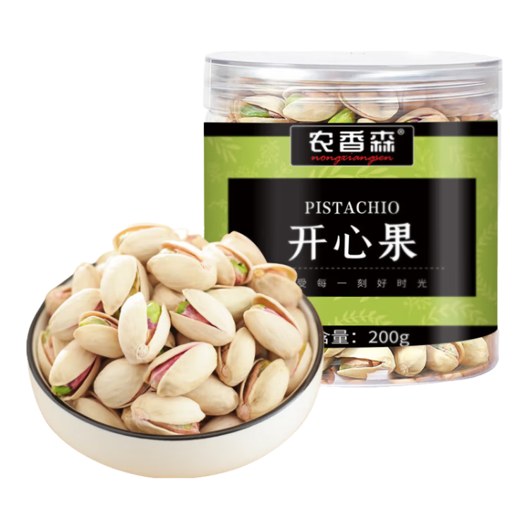 農香森 原色無(wú)漂白特大顆粒開(kāi)心果200g罐裝孕婦無(wú)漂白零食原味堅果