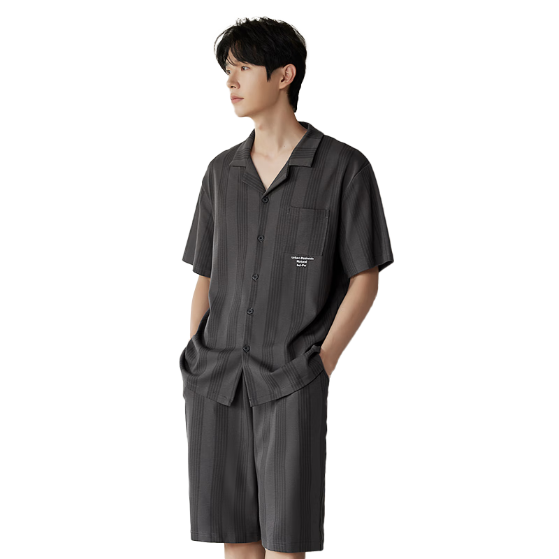 貓人【100%純棉】男士睡衣男防螨抑菌短袖夏季家居服男套裝2025新品