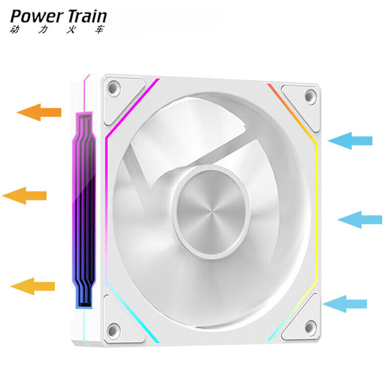 动力火车（PowerTrain）4pro棱镜四代凤彩机箱风扇12cm台式机ARGB神光同步PWM串联棱镜6pro反叶4pin棱镜7pro电脑散热风扇 棱镜5PRO 正叶ARGB白色