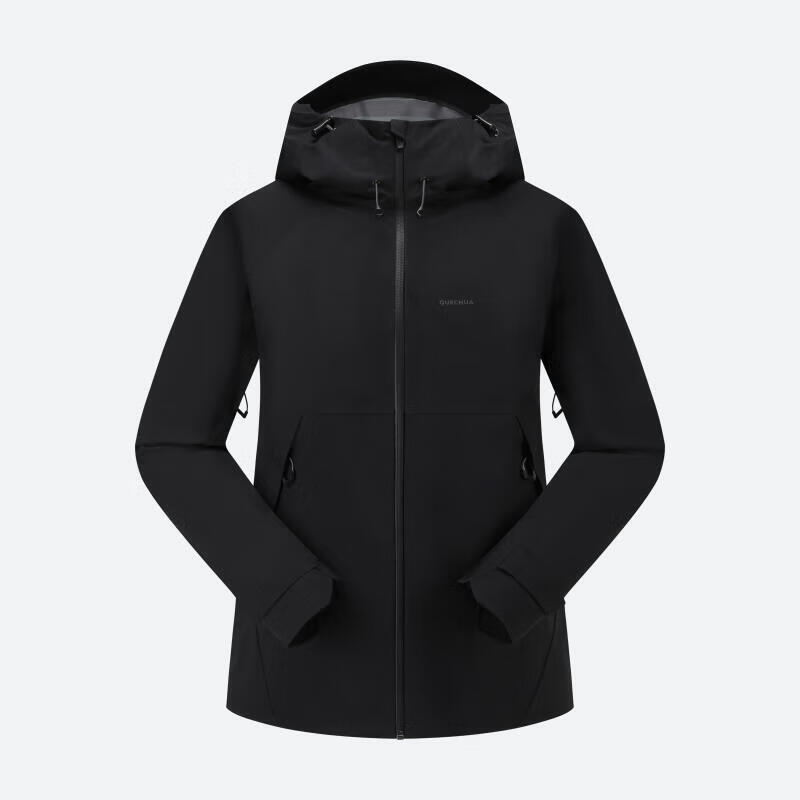 迪卡侬（DECATHLON）硬壳冲锋衣男女春秋登山防风防水单层夹克风衣运动外套MH500 2024 女款-烟熏黑-亚洲版-2025年新 加内胆选大一码 M