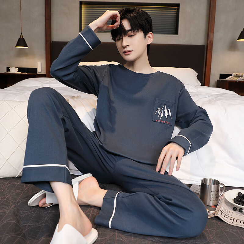 猫人精梳纯棉 180g 圆领男士家居服可外穿100%纯棉2025春季新品 49M75081 3XL