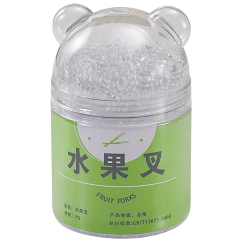潔日邦一次性水果叉罐裝100支加厚加硬便攜食品級透明叉子擺攤戶外野餐