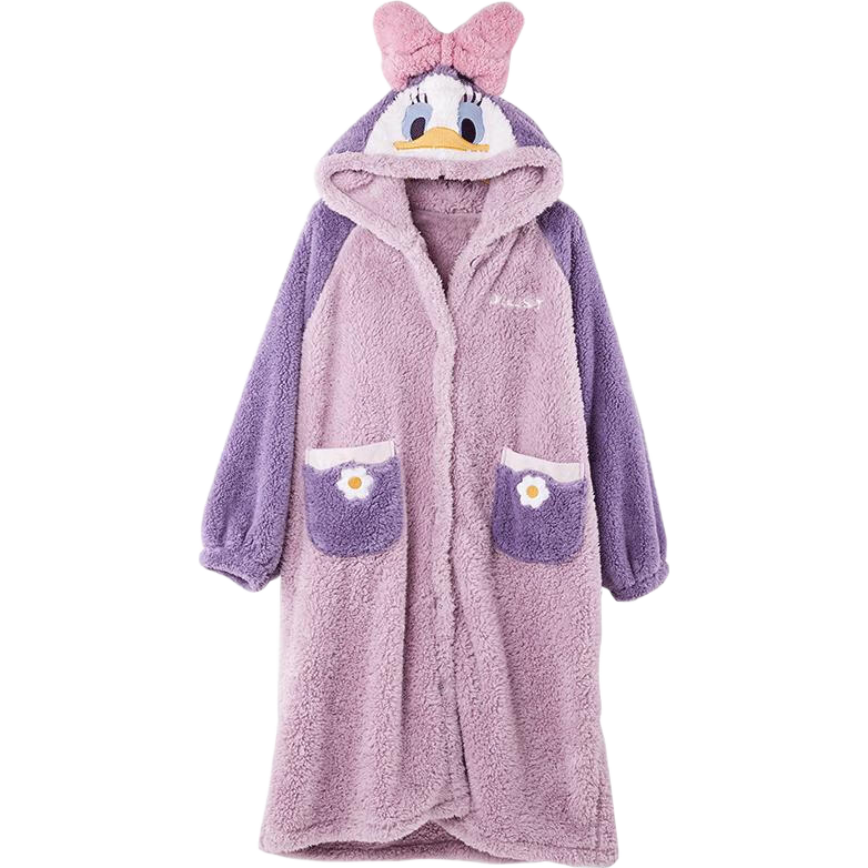 果殼(Gukoo)迪士尼睡袍女冬長款睡衣女秋冬珊瑚絨睡衣 黛西睡袍 M