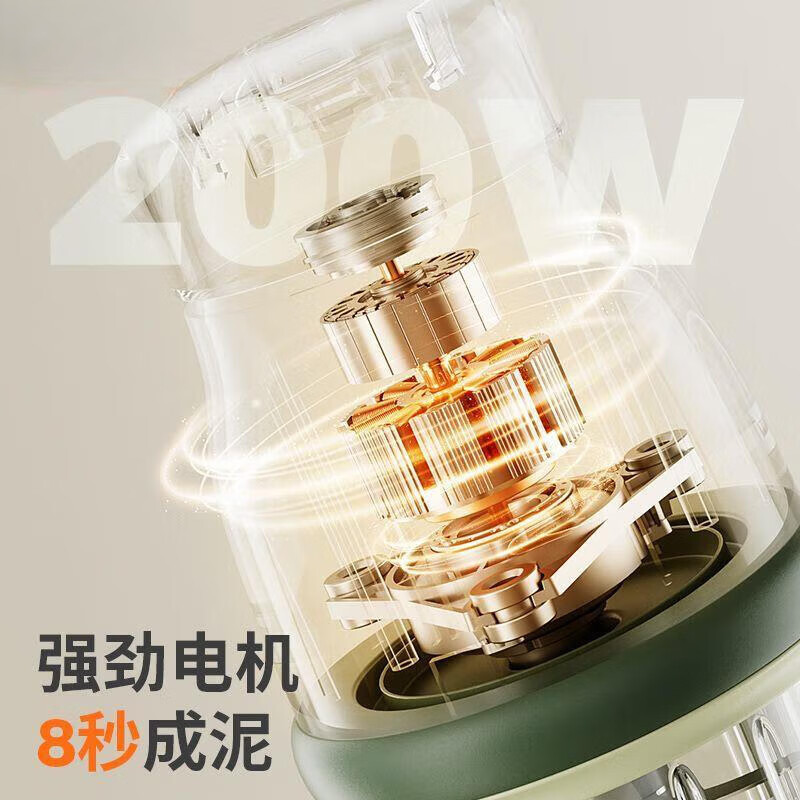 煦凛日本婴儿辅食机打泥机婴儿专用小型多功能幼儿搅拌食物研磨米糊机 【青莲绿】316不锈钢8刀头+单杯