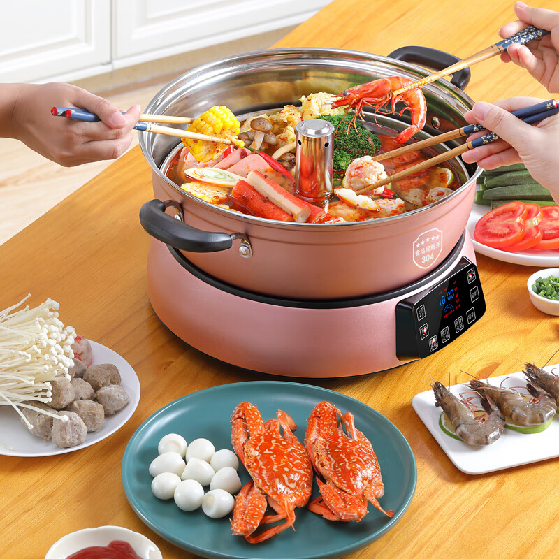 蓓家福低糖电饭煲全自动升降式米汤分离智能预约多功能沥米饭锅过滤糖分蒸饭器 6L玫瑰金色【可煮2斤低糖大米】(中间升降) 6L