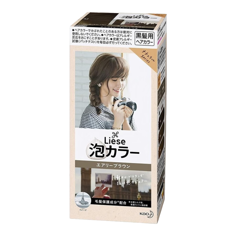 花王（KAO）【日本直邮】泡沫染发剂liese植物天然遮白发泡泡染发膏日本进口 雾霾棕色【108g】