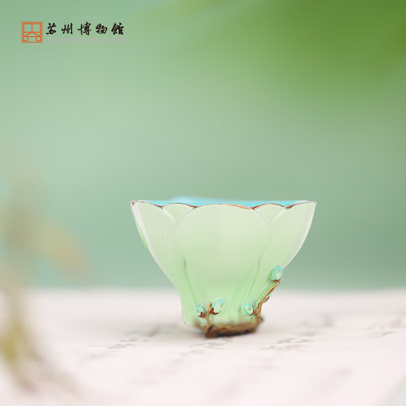 苏州博物馆瓷之形粉彩绿里花形杯冰箱贴立体摆件国风文创礼品生日礼物送女友 瓷之形/玉兰