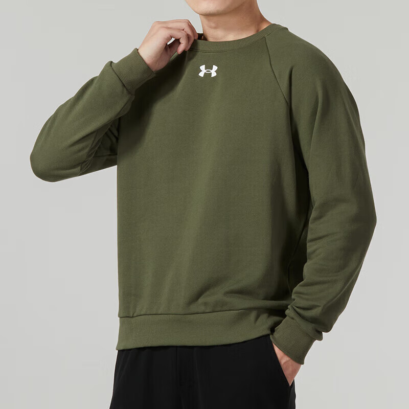 UNDER ARMOUR安德玛Rival男子抓绒圆领训练运动舒适套头卫衣 1379755-390 L