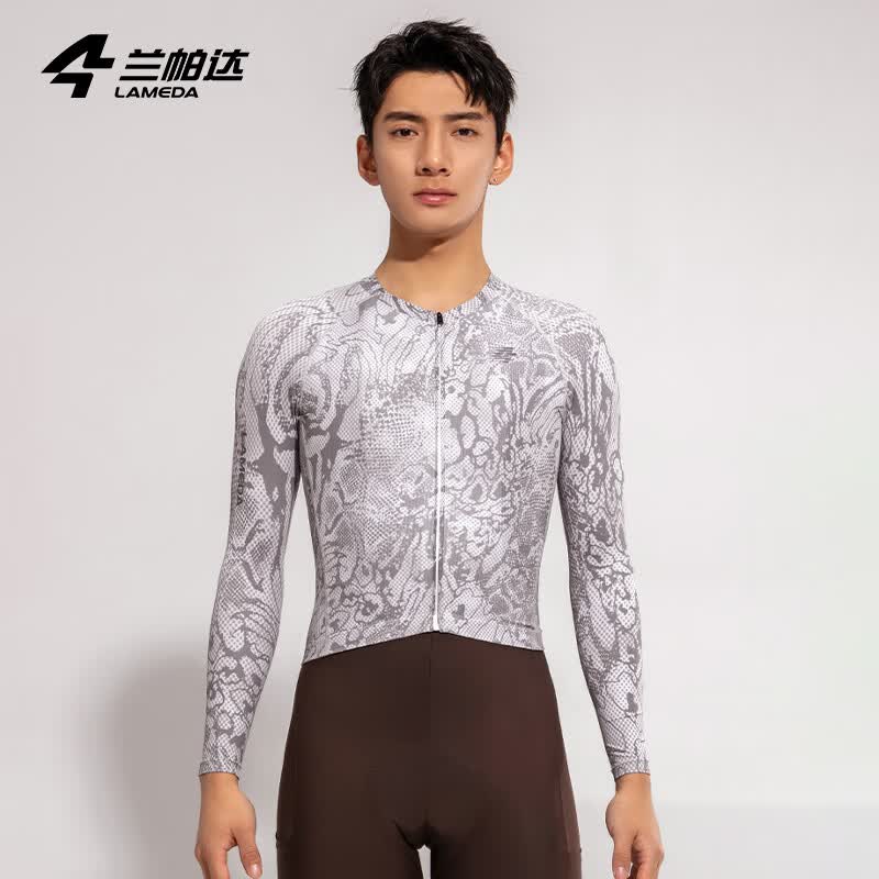 兰帕达25年新品骑行服春夏季公路自行车骑行上衣男女长袖高弹速干衣玄影 蛇纹灰-男女同款（蛇年限定） 3XL