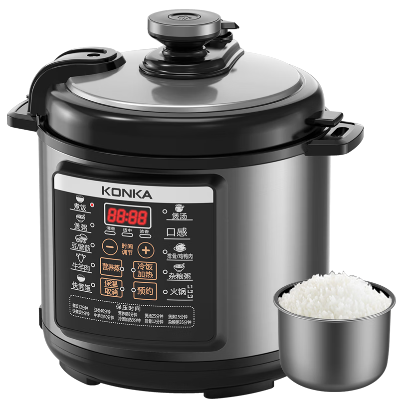 ���ѣ�KONKA����ѹ���� 5L���ö๦�ܵ��ѹ����ճ�ڵ���ѹ�緹�� ����ԤԼѹ���� KYLG-5006E-W 179Ԫ