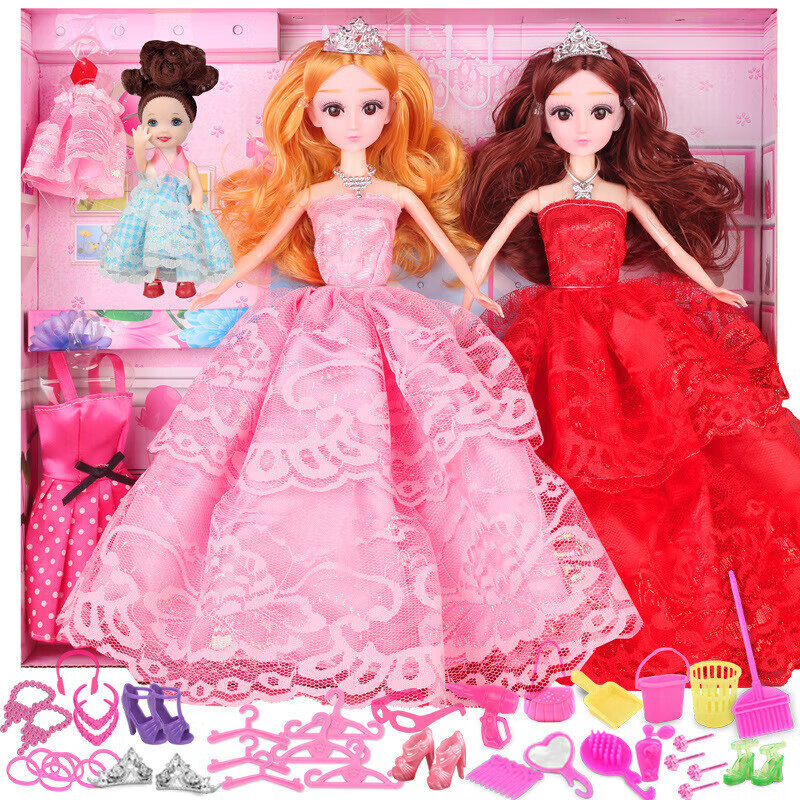 喜梦客仿真洋娃娃儿童玩具套装礼盒小女孩生日礼物公主玩偶 3个公主72件套-T2款 6关节可动+仿真植发