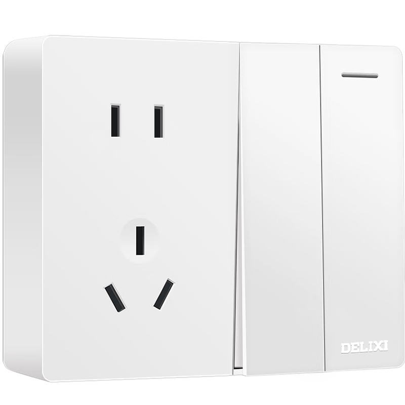 德力西（DELIXI）明装开关插座面板 CD158系列 二位双控开关带10A五孔插座