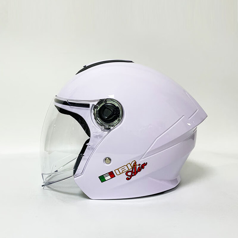 IBK摩托机车四季通用头盔男女四分之三头盔电瓶车半盔3C认证安全帽 202-亮白 均码（头围55-60CM）