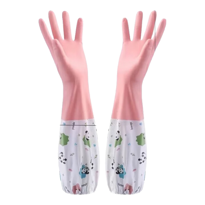 洗碗加绒手套家用厨房防水防油洗碗刷碗家务清洁洗衣服橡胶手套 束口加绒洗碗手套1双（颜色随机）