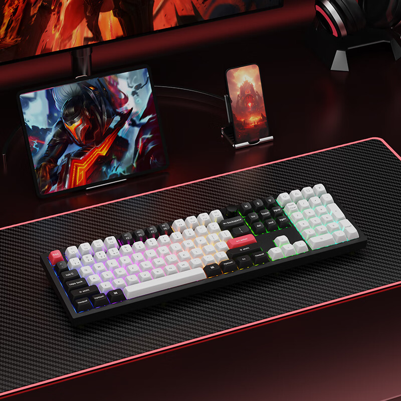 keychron渴创 Q6HE 磁轴键盘 电竞游戏键盘 无线三模键盘 客制化键盘 Mac键盘 在线网页驱动 游戏办公 Q6 HE RGB 热插拔 星云轴 旋钮版 黑色