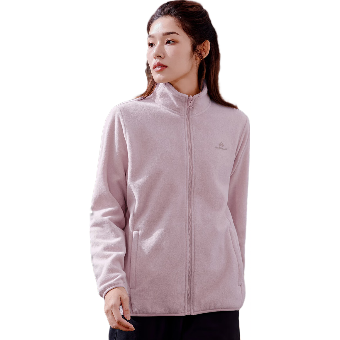 拓路者（Pioneer Camp）春秋款戶外抓絨衣女防風(fēng)搖粒絨外套立領(lǐng)冬季保暖內(nèi)膽 灰紫 L 