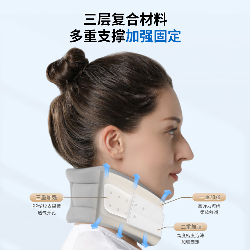 Velpeau颈托护颈椎牵引器固定支撑护颈脖套矫正器医用低头脖子透气舒适 高雅灰 颈长9cm M