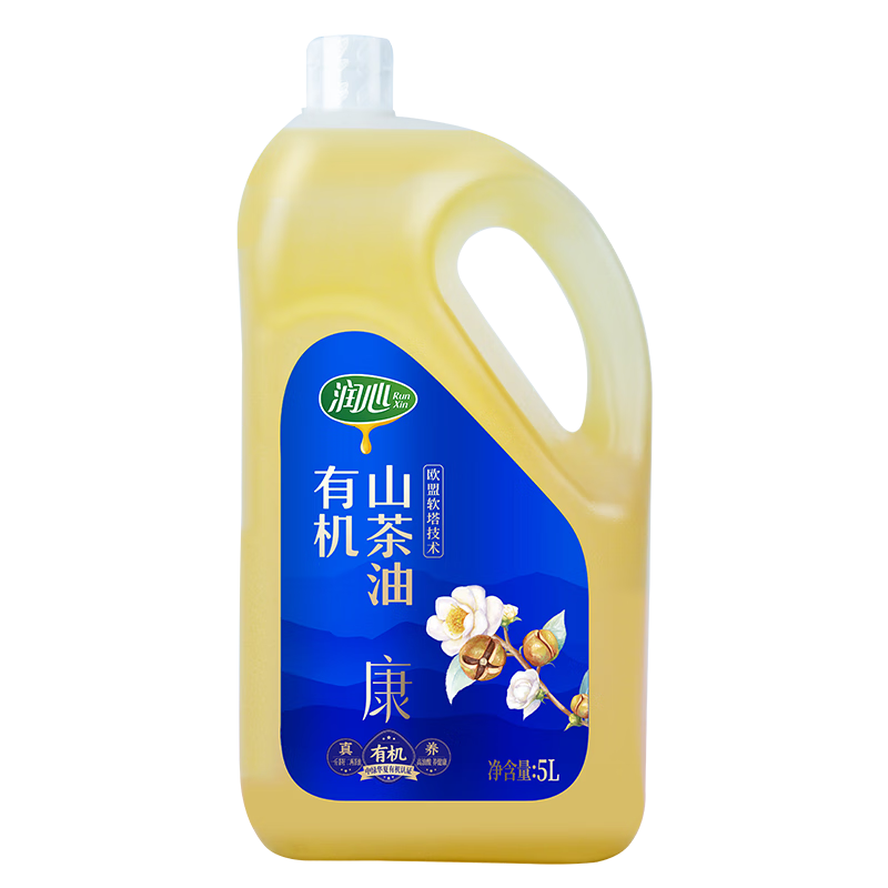 潤(rùn)心（RunXin）山茶油有機(jī)油茶籽油5L低溫壓榨食用油
