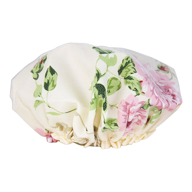 多樣屋(TAYOHYA)浴帽女防水成人沐浴洗澡家用帽廚房做飯防油煙帽子加大號發(fā)帽 花園玫瑰-粉